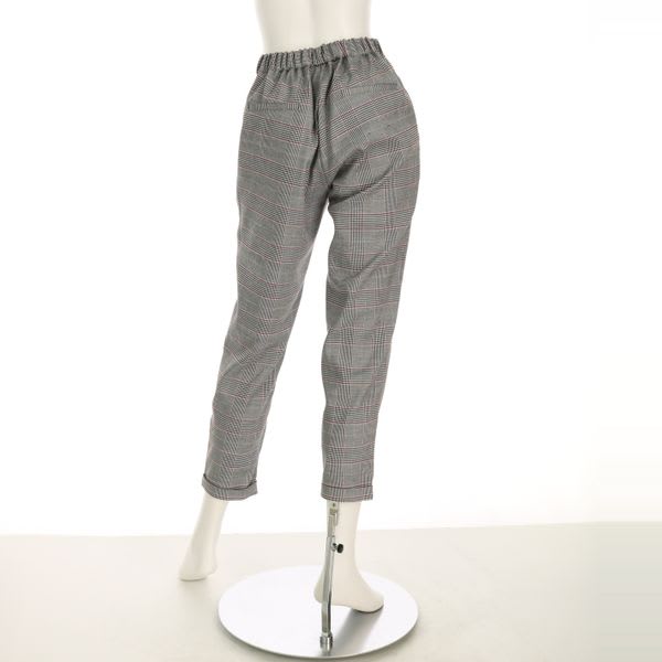 グレンチェック柄テーパードパンツ