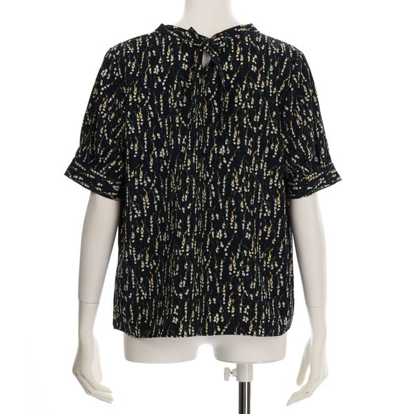 小花柄バックリボンブラウス