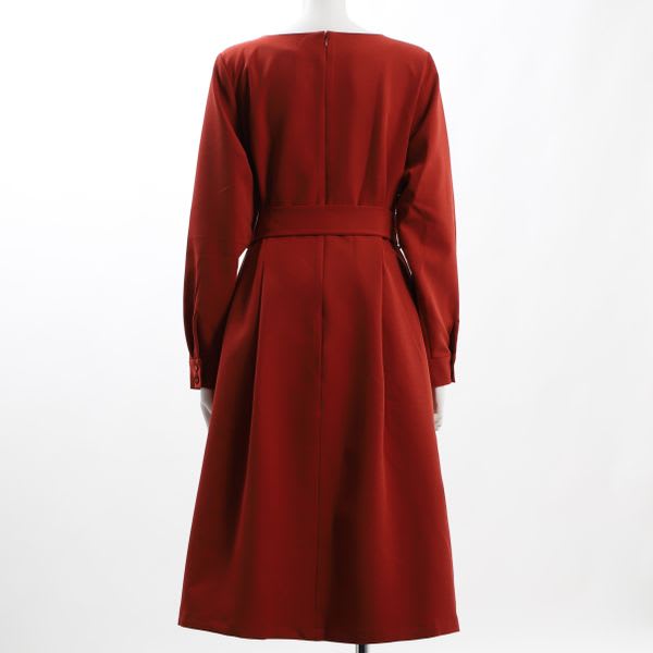 ボートネックウエストリボンワンピース