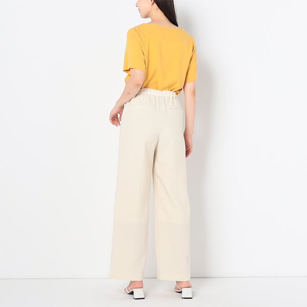 サテンベルトドロストワイドパンツ