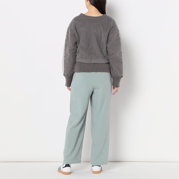 チュール重ね袖ケーブルニット