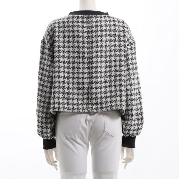 リブ切り替え千鳥柄ニット