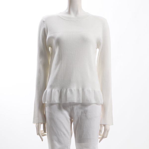 裾切り替えデザインリブニット