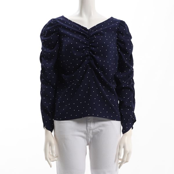 Vネックボリュームスリーブブラウス