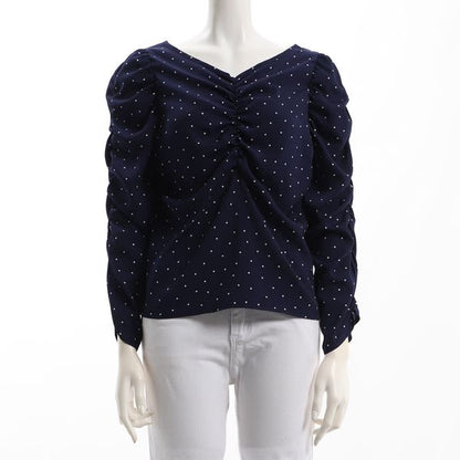 Vネックボリュームスリーブブラウス