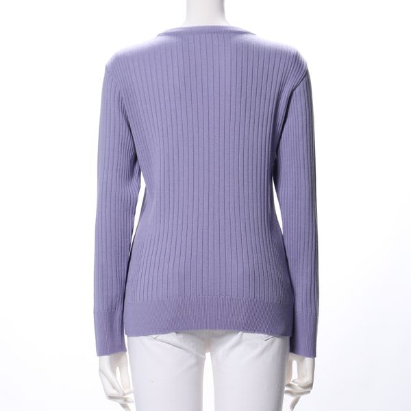 太リブラウンドネックニット