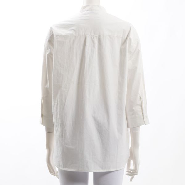 ドロップショルダー前開きバンドカラーシャツ