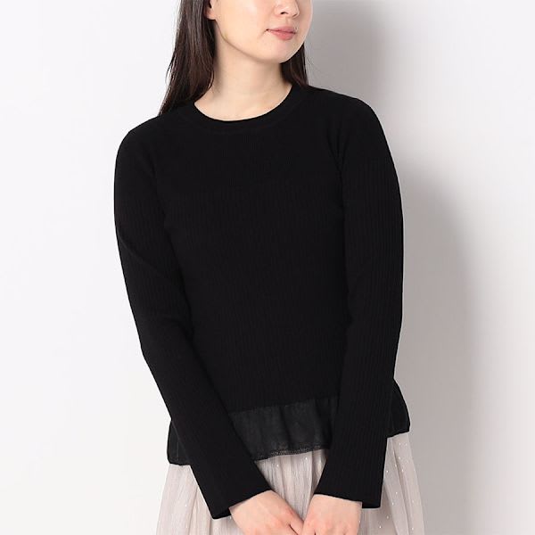 裾切り替えデザインリブニット