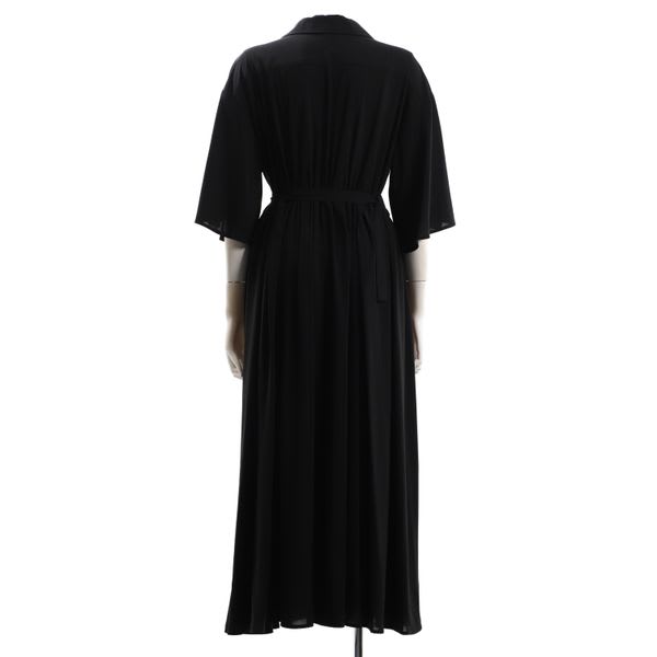 袖スリットカシュクールデザインベルト付きワンピース