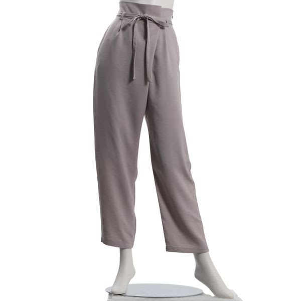 リネンライクラップ風ウエストリボンパンツ