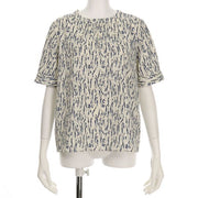 小花柄バックリボンブラウス