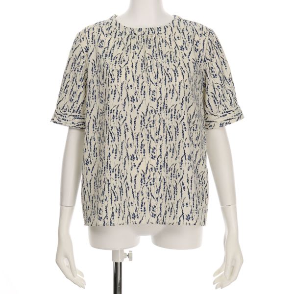 小花柄バックリボンブラウス