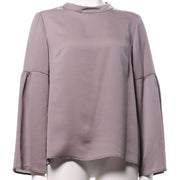 スタンドカラーフレアスリーブブラウス