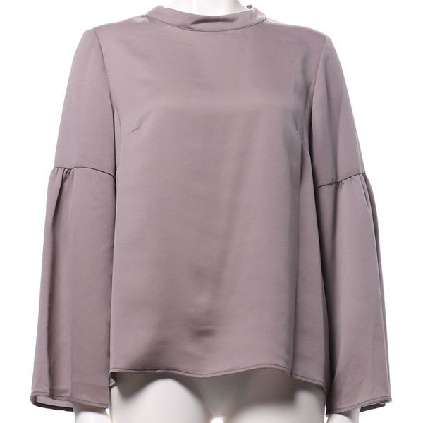 スタンドカラーフレアスリーブブラウス