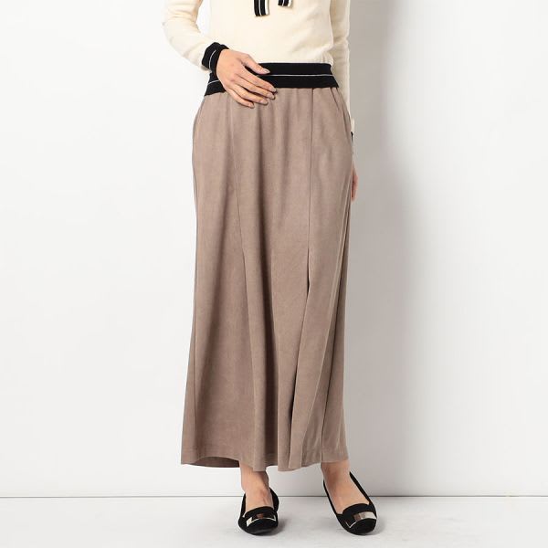 ソフトフェイクスエードタックスカートバックスリット付き