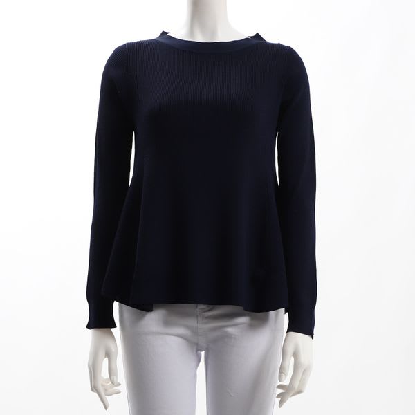 フレア裾クルーネックニット