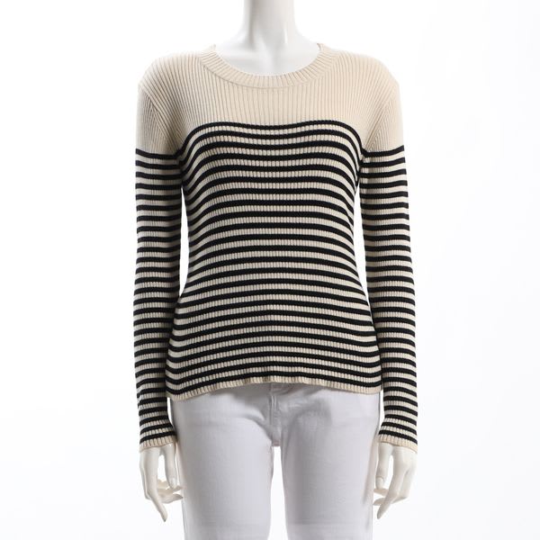 シンプルクルーネックリブニット