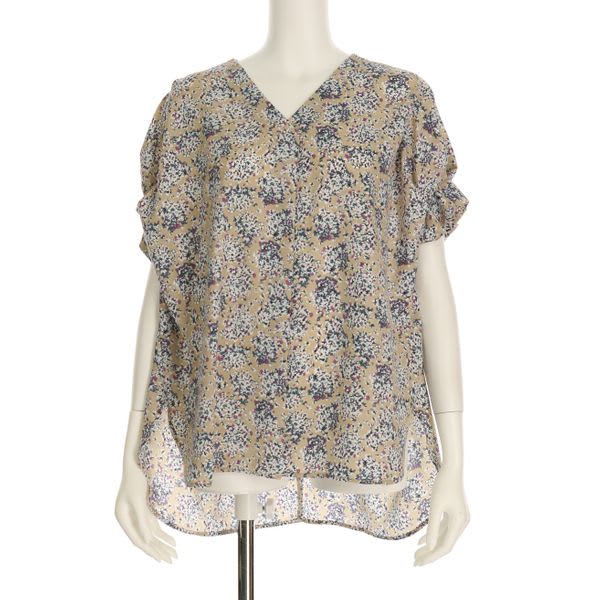 ソフトフラワープリント花柄ブラウス