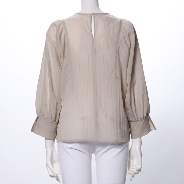 シアー感パフスリーブブラウス