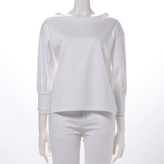 バックボタン飾り釦デザインドロップショルダーカットソー