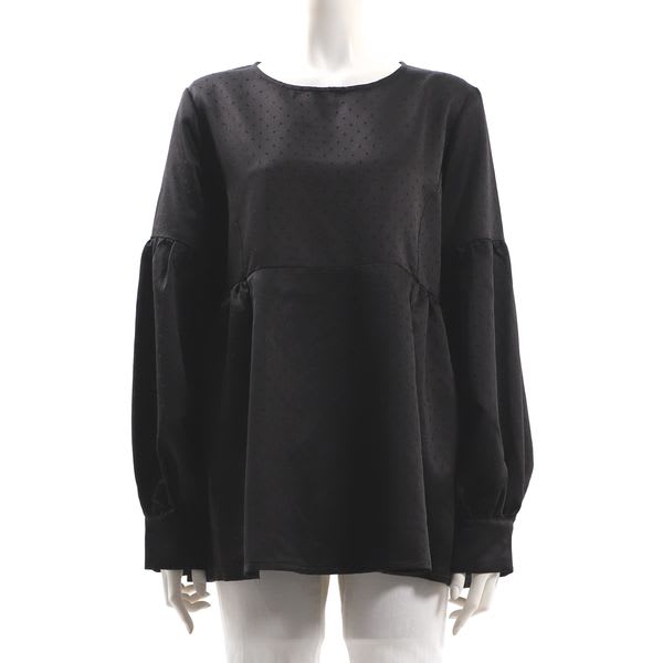 ペプラムラインボリュームスリーブブラウス