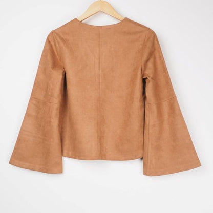 Vネックフレアスリーブトップス