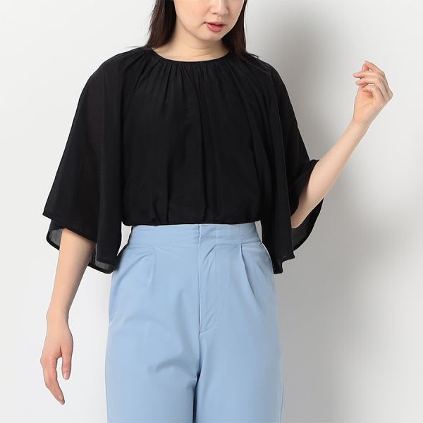 コットンシルクフレアブラウス