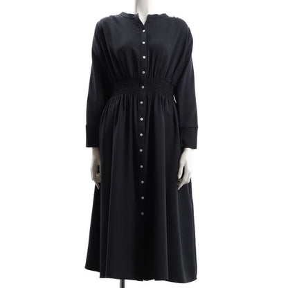 ウエストシャーリング前ボタンデザインワンピース