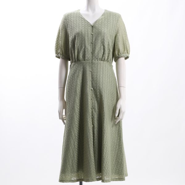 ダイヤフラワーレースVネック総レースワンピース