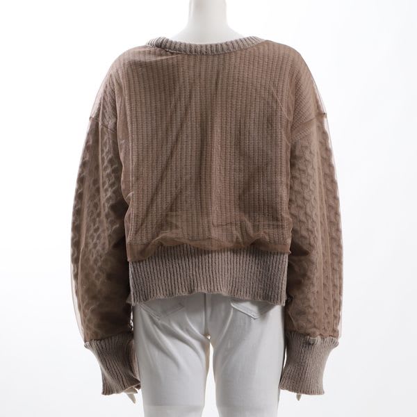 チュール重ね袖ケーブルニット