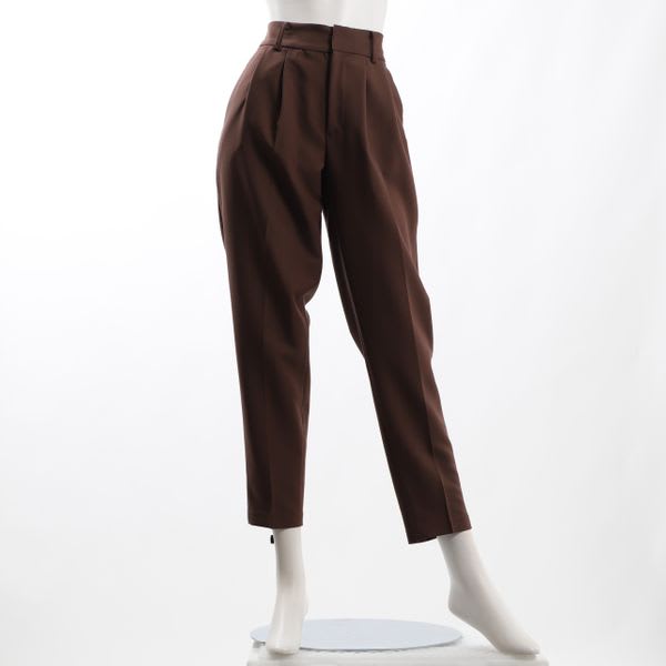 バックウエストゴムタック入りテーパードパンツ