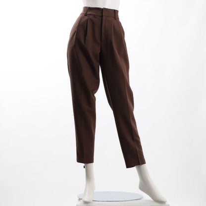 バックウエストゴムタック入りテーパードパンツ