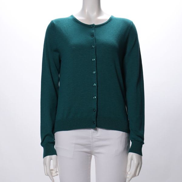 シンプルデザインクルーネックニットカーディガン