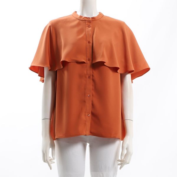 ケープ風デザインバンドカラーブラウス