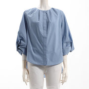 ノーカラーツイストスリーブブラウス