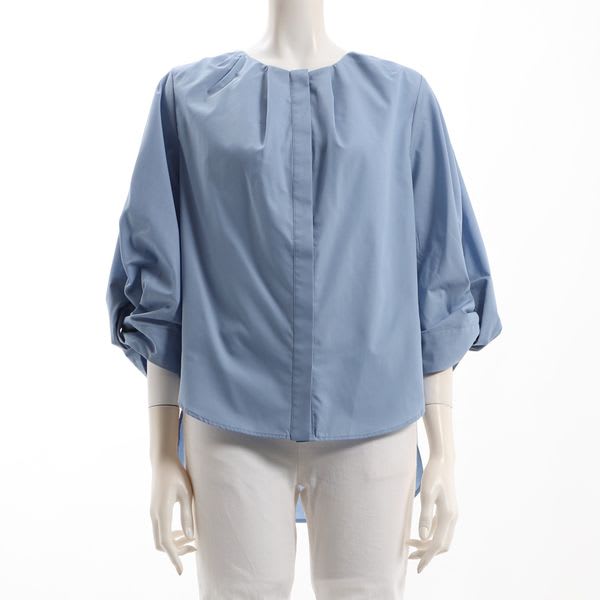 ノーカラーツイストスリーブブラウス