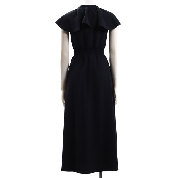 ビッグフリルオープンフロントネックワンピース