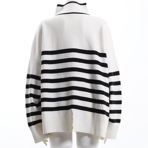 ボーダーバックスリットハイゲージニット