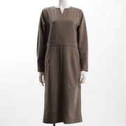 ウエスト切り替えラインオープンフロントネックワンピース