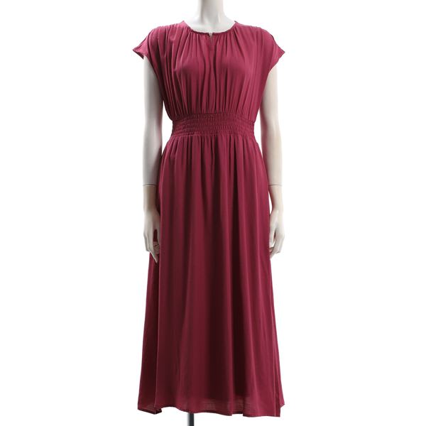 フロントボタンデザインギャザーワンピース