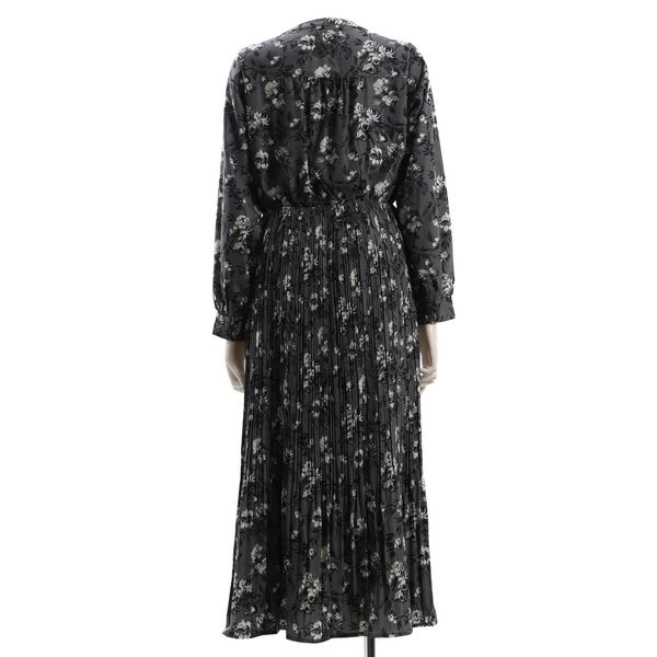 裾消しプリーツ花柄ワンピース