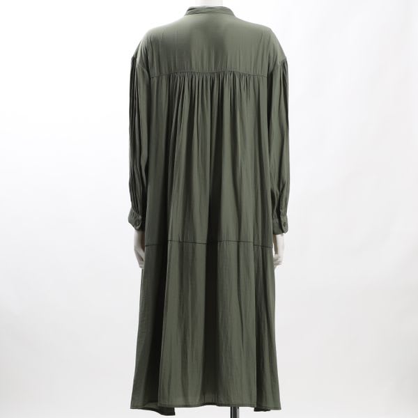 ギャザードネックバンドカラーワンピース