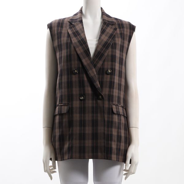 チェック柄ダブルブレストジレ