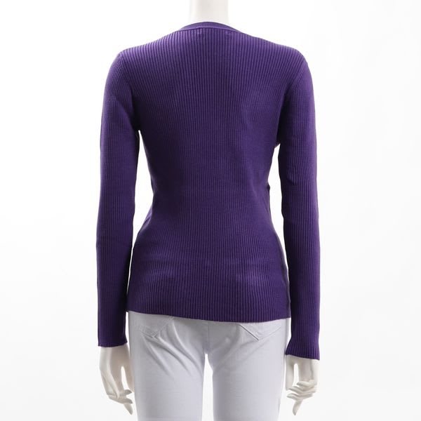 クルーネックリブニット