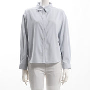 ストライプ柄前開きシャツ