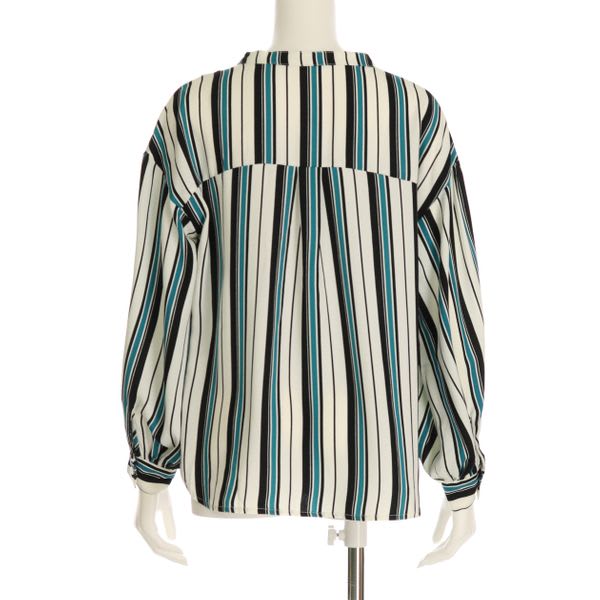 マルチストライプ柄ブラウス