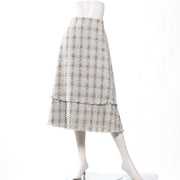 【セットアップ】ツイード素材Aラインスカート