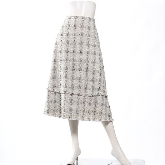 【セットアップ】ツイード素材Aラインスカート