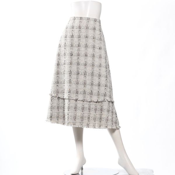 【セットアップ】ツイード素材Aラインスカート