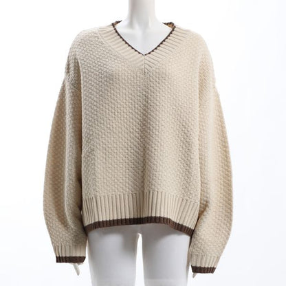 Vネックドロップショルダーニット